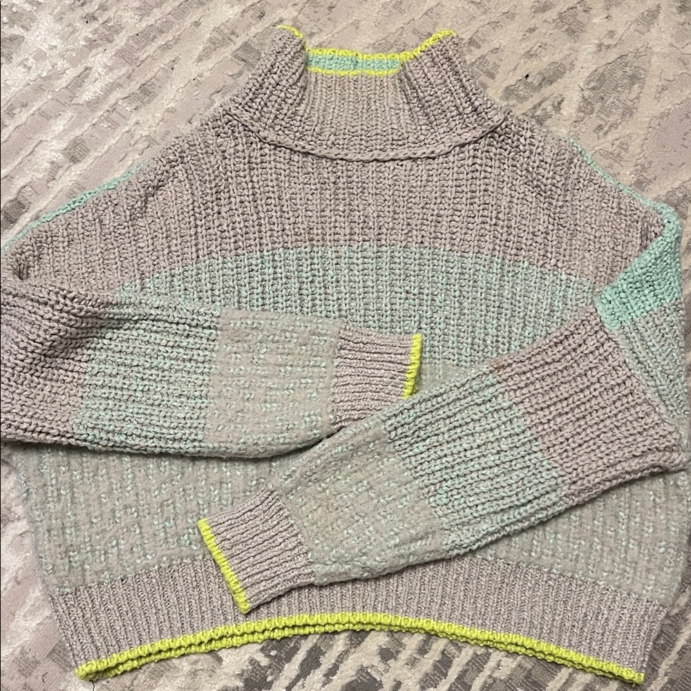 Free People Cowl Neck Sweater - Gray and Green